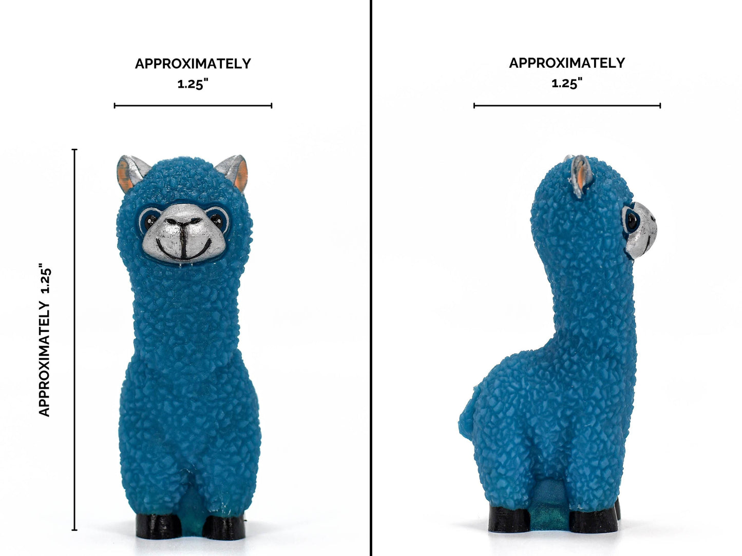 Cute Blue Llama with Silver Face Figurine  Colorful Handmade Resin Art for Home Décor
