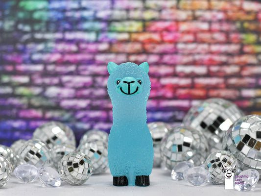 Glow-in-the-Dark Blue Llama Figurine  Handmade Resin Alpaca Décor Gift
