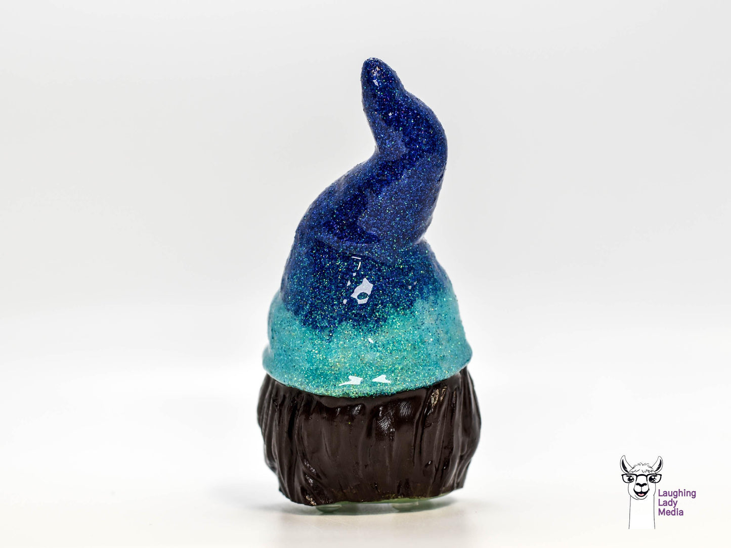 Adorable Gnome Decor, Blue Glitter Hat Gnome, Brown Beard Ornament, Outdoor Decor, Collectible, Concrete and Resin Gnome